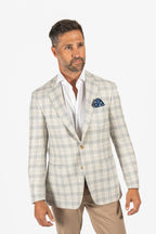 CANALI | Blue And Taupe Check Jacket | Beige