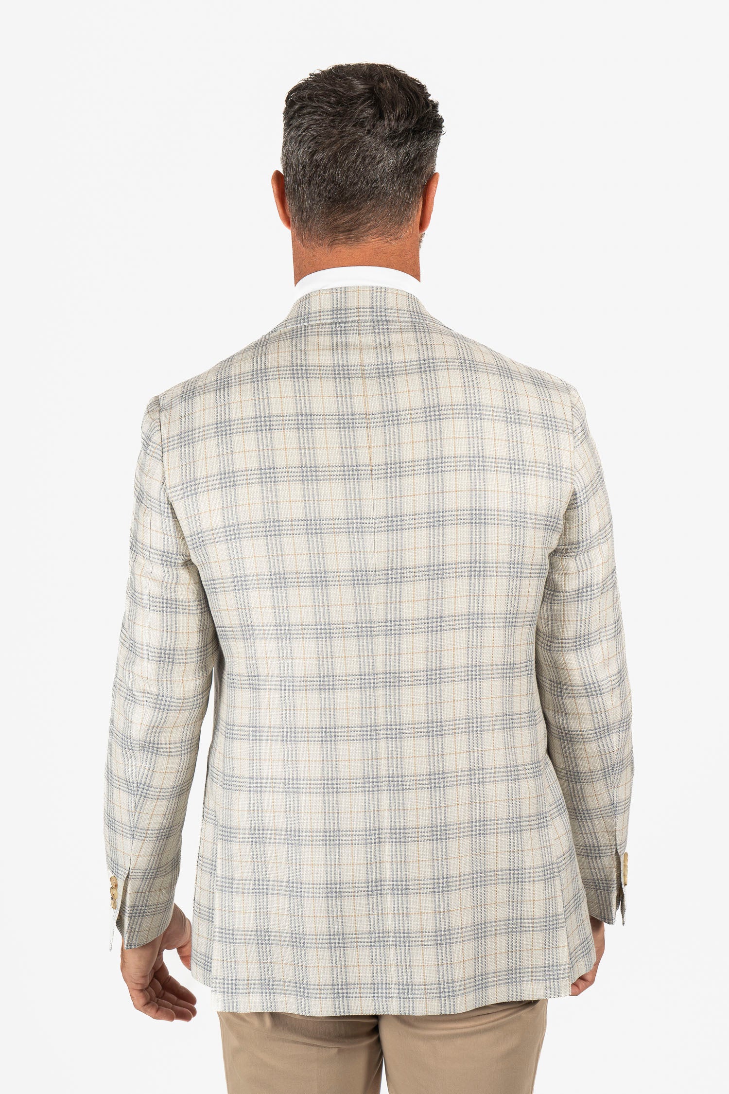 CANALI | Blue And Taupe Check Jacket | Beige
