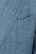 CANALI | Capri Wool-Silk-Linen Pinstripe Suit | Dusty Blue