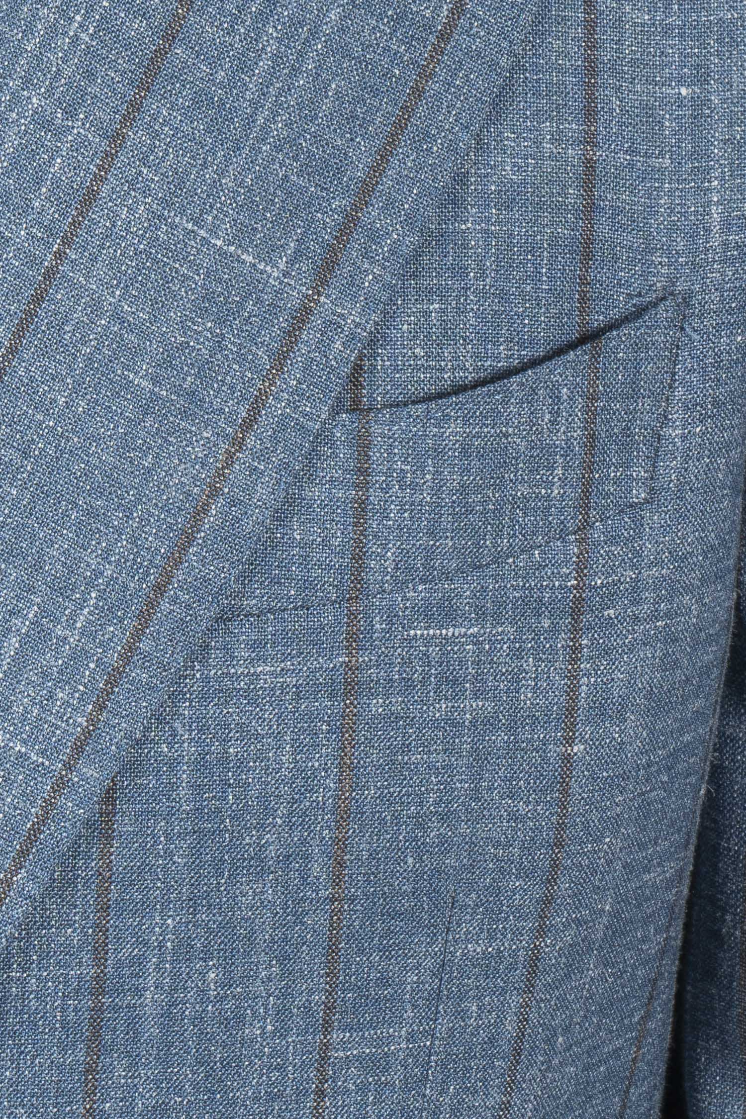 CANALI | Capri Wool-Silk-Linen Pinstripe Suit | Dusty Blue