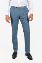 CANALI | Capri Wool-Silk-Linen Pinstripe Suit | Dusty Blue