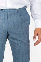 CANALI | Capri Wool-Silk-Linen Pinstripe Suit | Dusty Blue