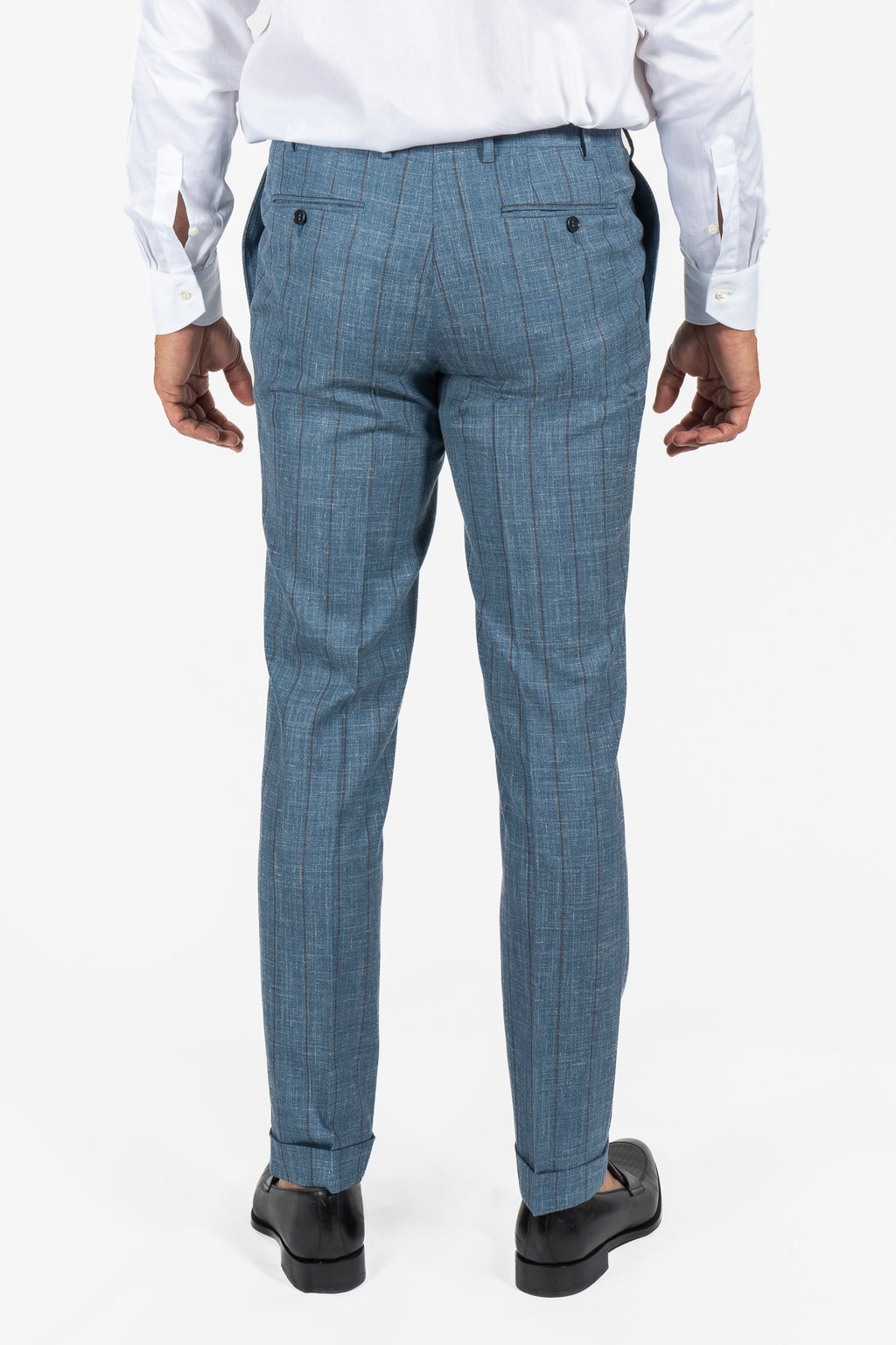 CANALI | Capri Wool-Silk-Linen Pinstripe Suit | Dusty Blue