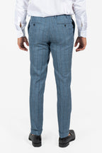 CANALI | Capri Wool-Silk-Linen Pinstripe Suit | Dusty Blue
