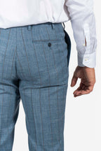 CANALI | Capri Wool-Silk-Linen Pinstripe Suit | Dusty Blue