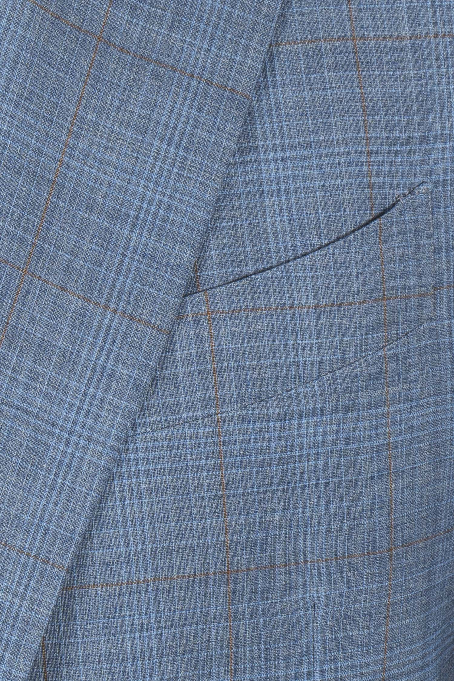 CANALI | Capri Taupe Check Suit | Blue