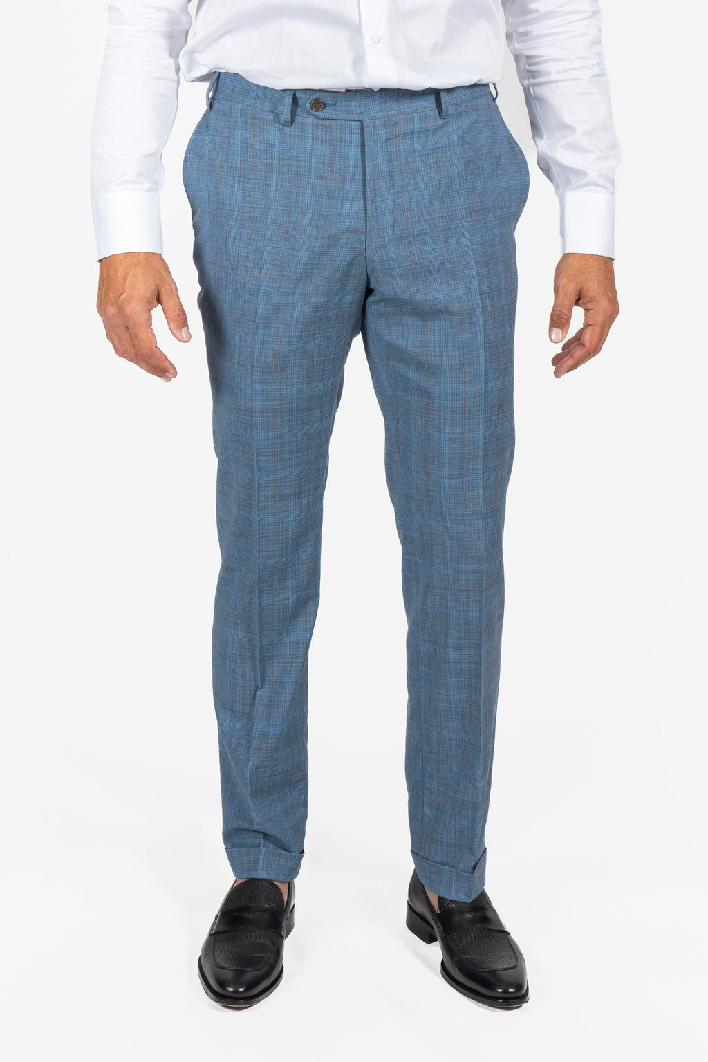 CANALI | Capri Taupe Check Suit | Blue