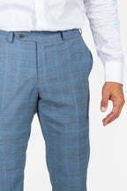 CANALI | Capri Taupe Check Suit | Blue