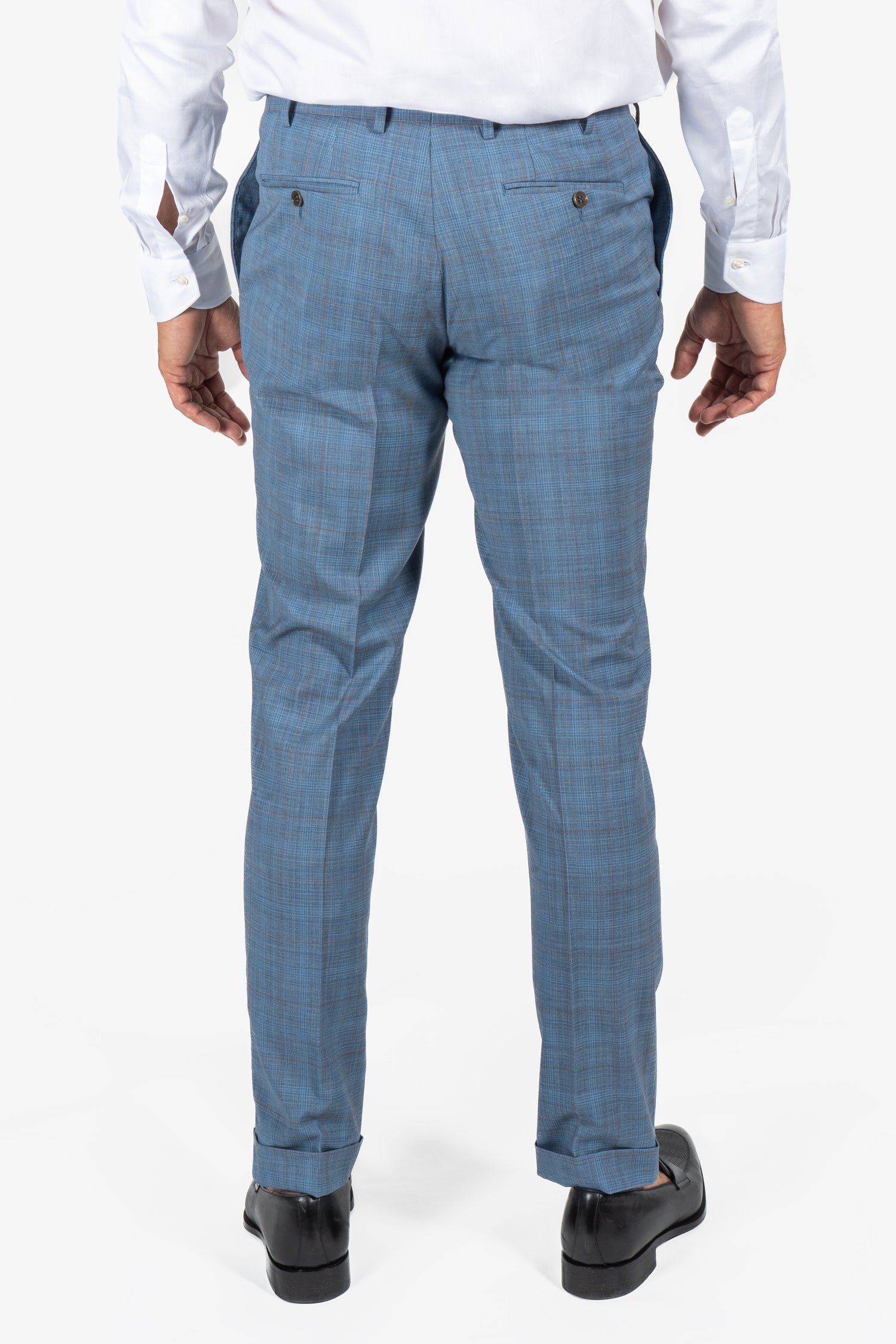 CANALI | Capri Taupe Check Suit | Blue