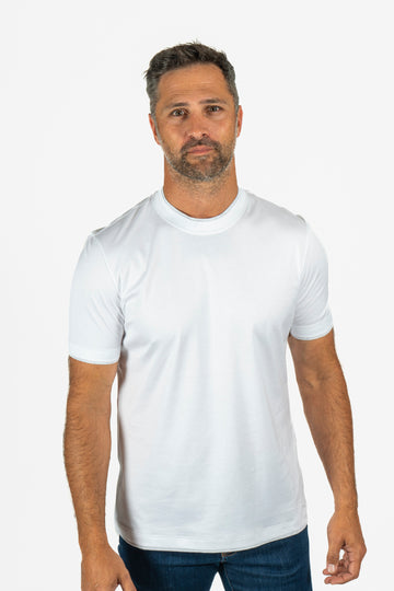 BRUNELLO CUCINELLI White T-Shirt With Grey Trims