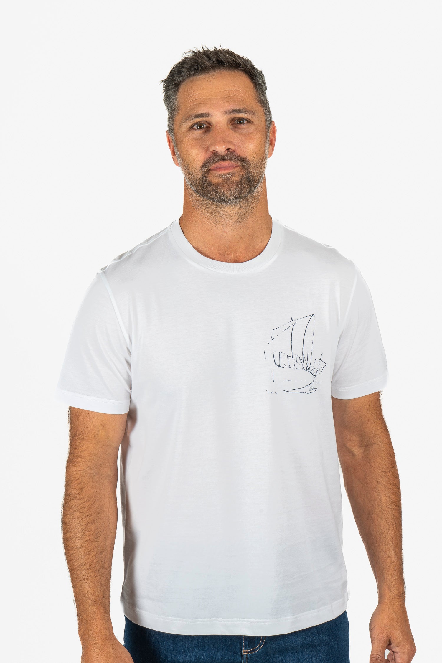 BRIONI | T-Shirt With Sail Boat | White
