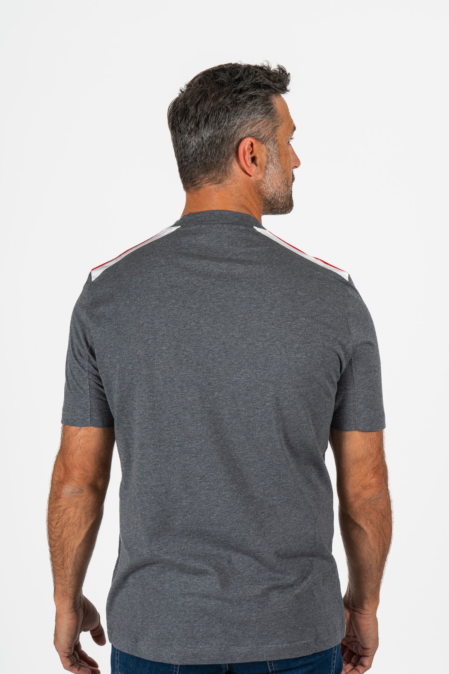 BRUNELLO CUCINELLI | T-Shirt With Stripes On Shoulders | Charcoal