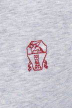 BRUNELLO CUCINELLI | T-Shirt With Red Logo | Light Grey