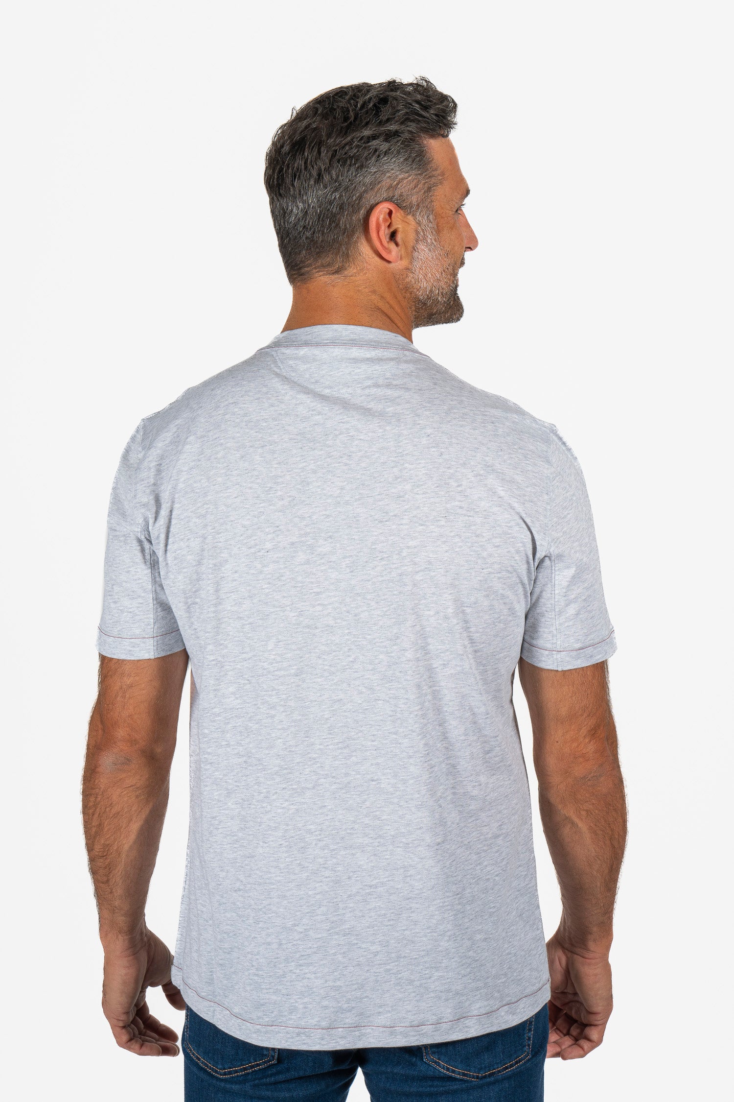 BRUNELLO CUCINELLI | T-Shirt With Red Logo | Light Grey