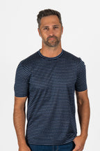 CANALI | T-Shirt With Marle Stripes | Navy