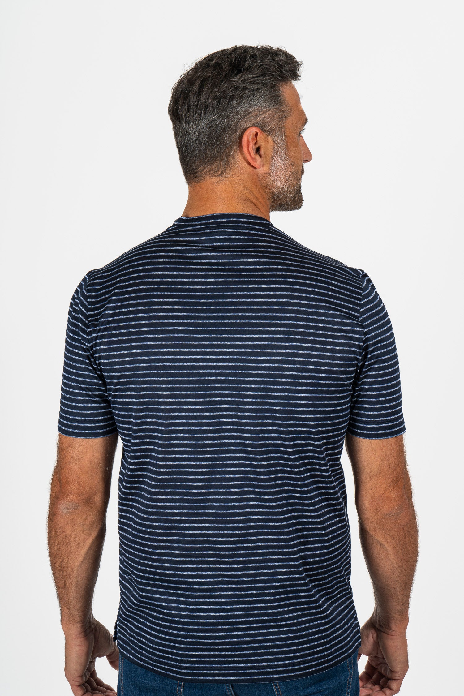 CANALI | T-Shirt With Marle Stripes | Navy