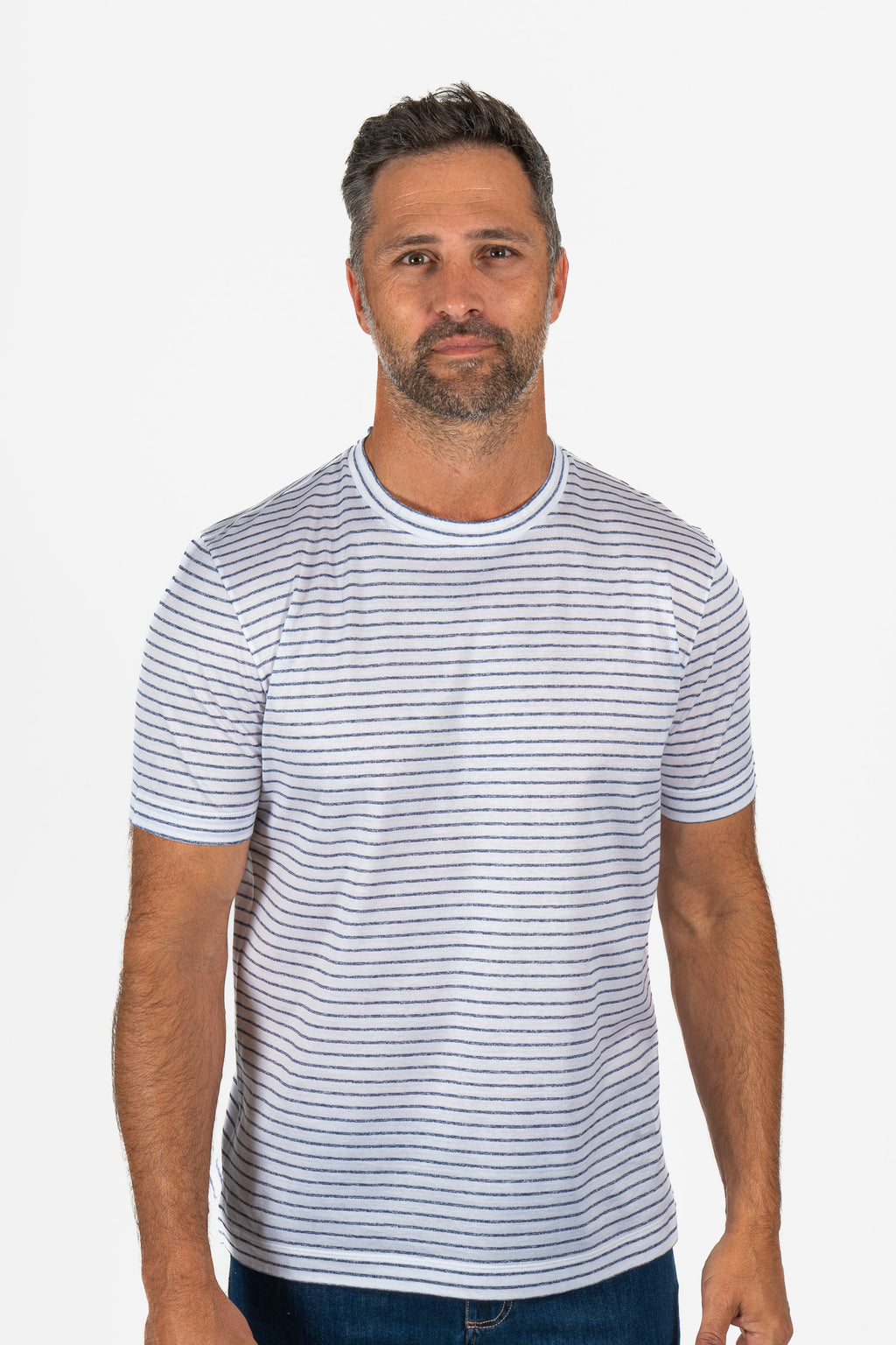 CANALI | T-Shirt With Marle Stripes | White