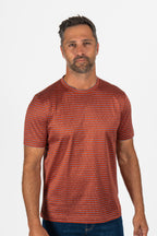 CANALI | T-Shirt With Marle Stripes | Burnt Orange