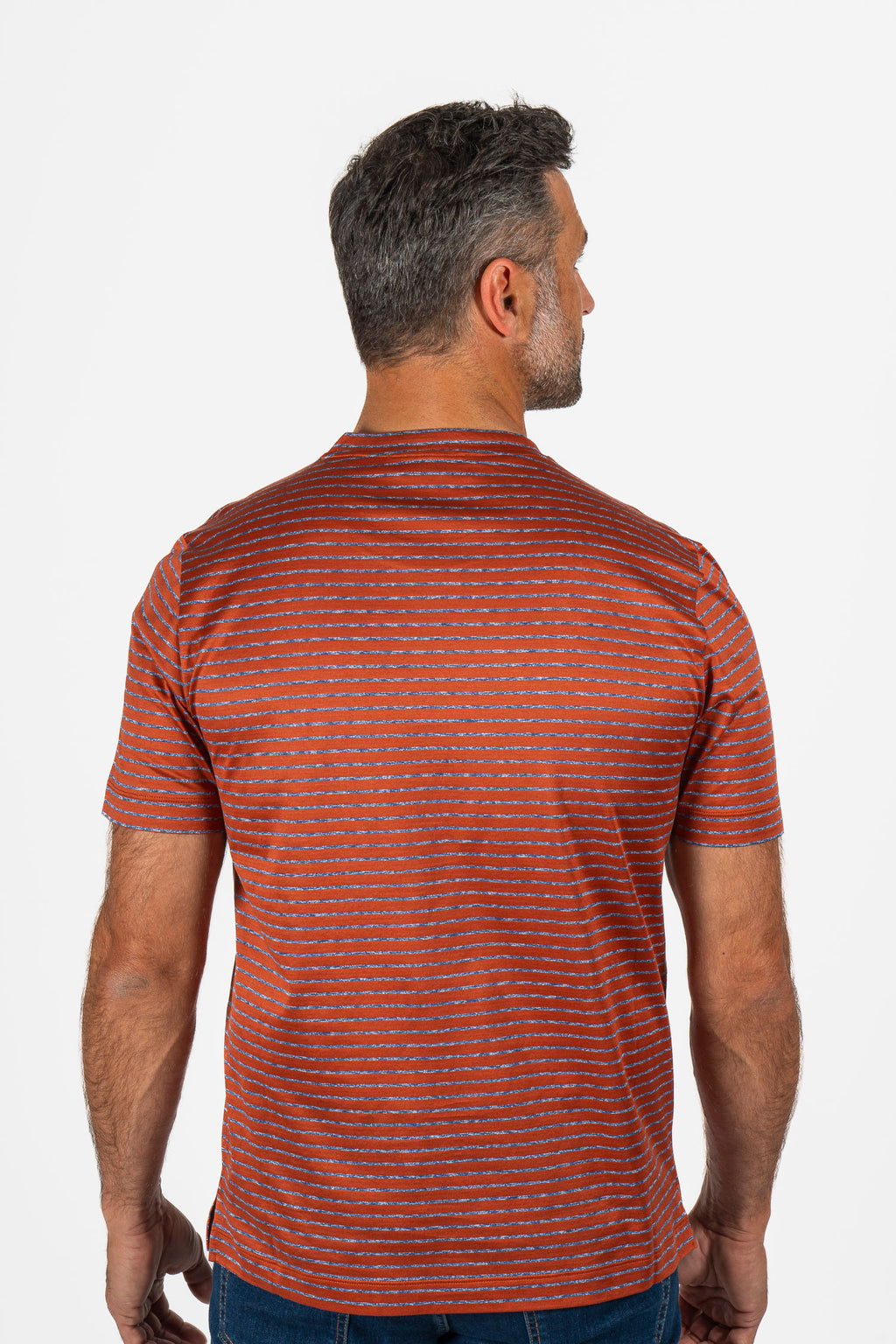 CANALI | T-Shirt With Marle Stripes | Burnt Orange