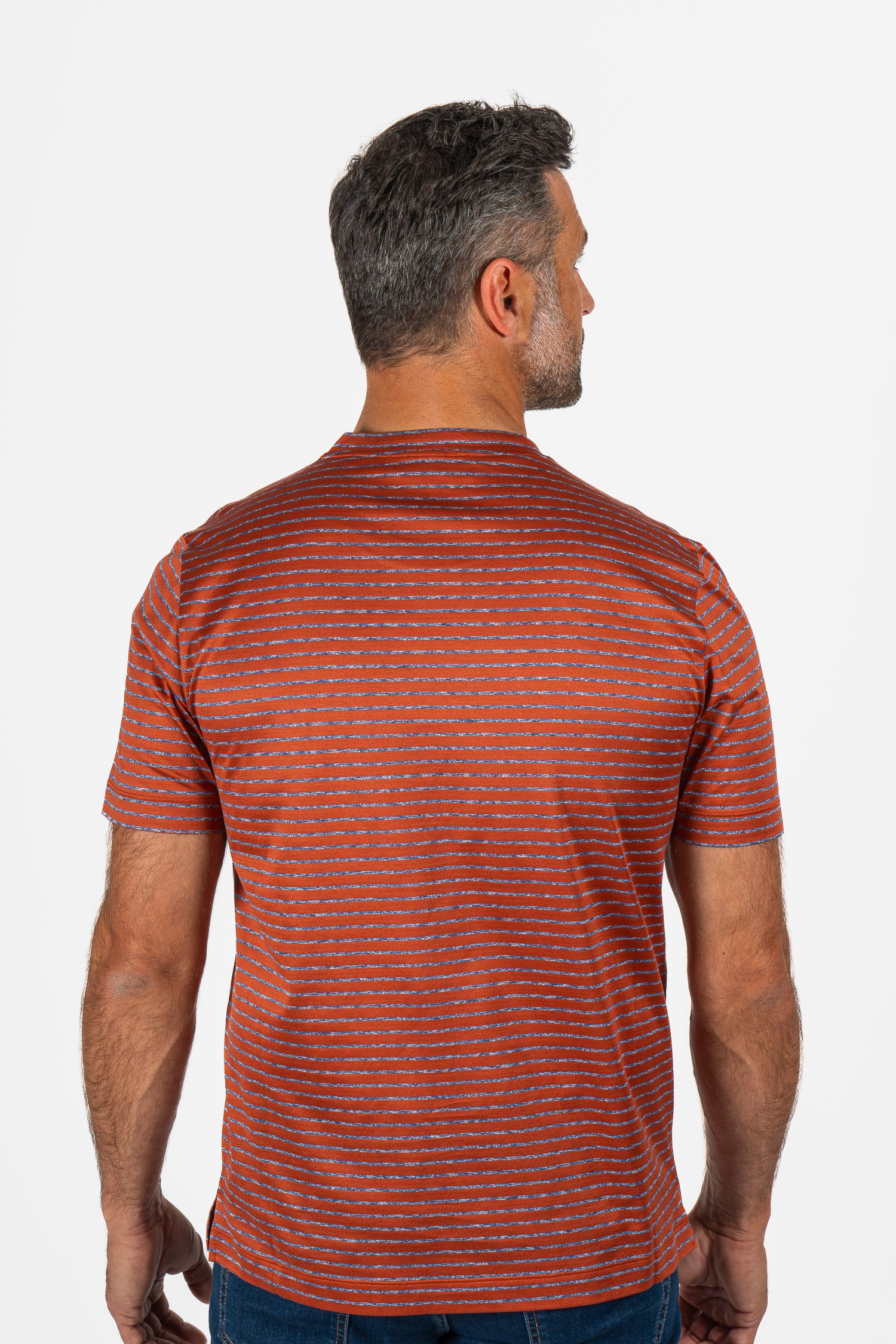 CANALI | T-Shirt With Marle Stripes | Burnt Orange