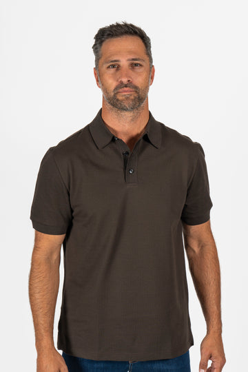 BRIONI Dark Brown Organic Cotton Polo