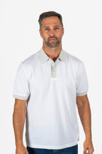 BRIONI | Organic Cotton Polo With Grey Trims | White