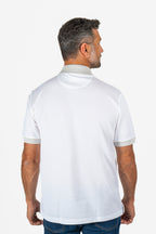 BRIONI | Organic Cotton Polo With Grey Trims | White