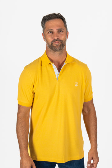 BRUNELLO CUCINELLI Yellow Polo With Contrast Placket