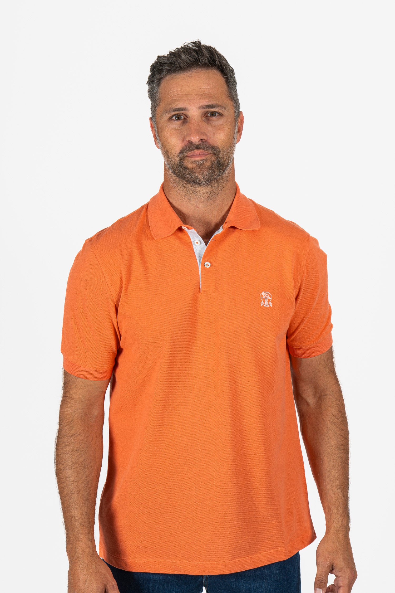 BRUNELLO CUCINELLI | Polo With Contrast Placket | Orange