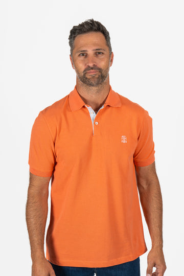BRUNELLO CUCINELLI Orange Polo With Contrast Placket