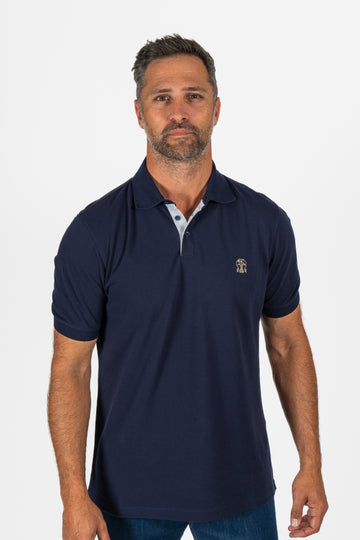 BRUNELLO CUCINELLI Navy Polo With Contrast Placket
