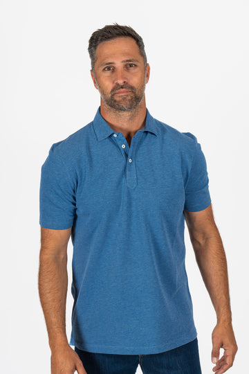 BRUNELLO CUCINELLI Blue Pique Polo