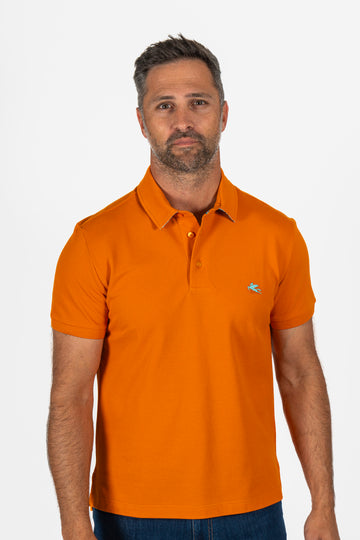 ETRO Orange Polo With Trim Under Collar