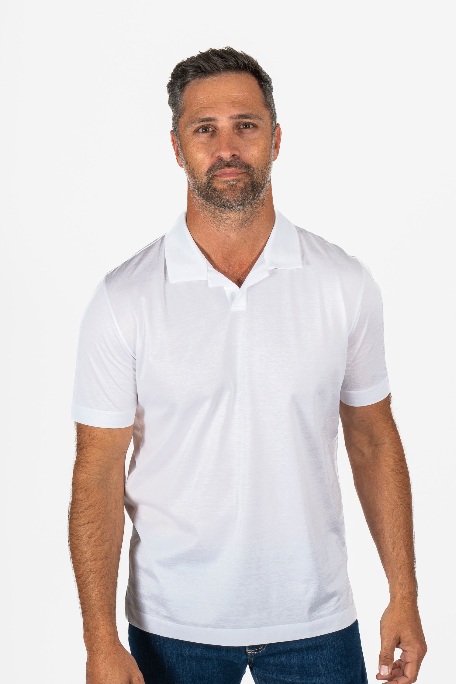 CANALI | V-Neck Polo | White