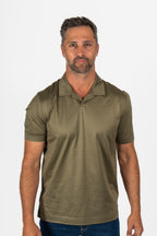 CANALI | V-Neck Polo | Olive Green