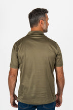 CANALI | V-Neck Polo | Olive Green