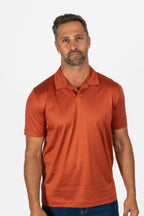 CANALI | V-Neck Polo | Burnt Orange
