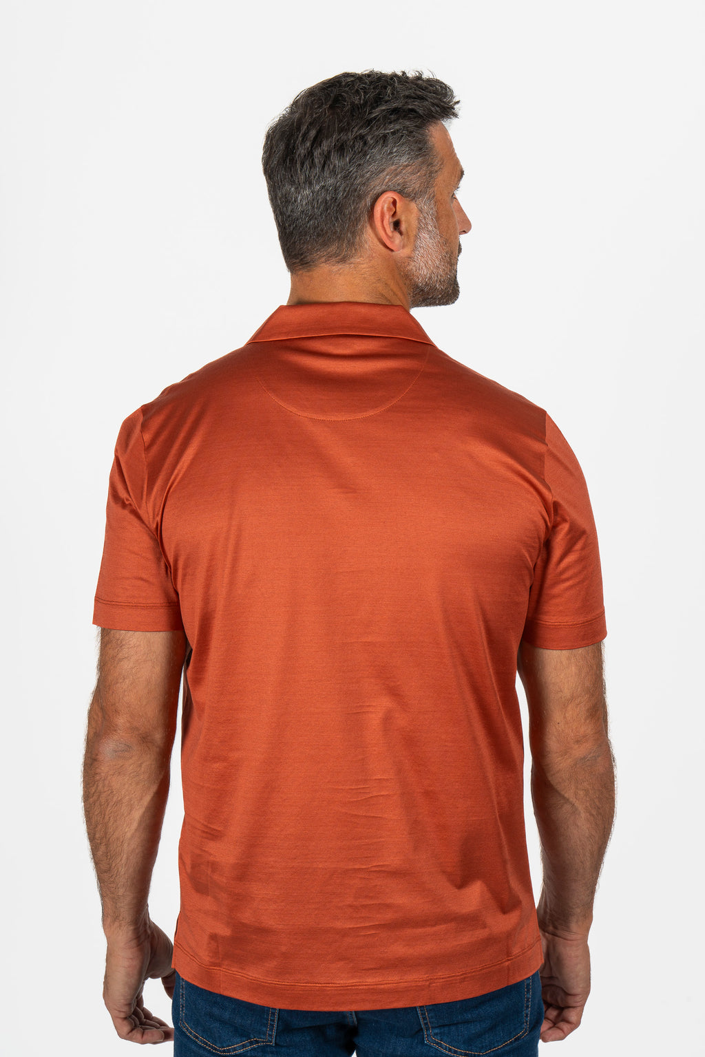 CANALI | V-Neck Polo | Burnt Orange