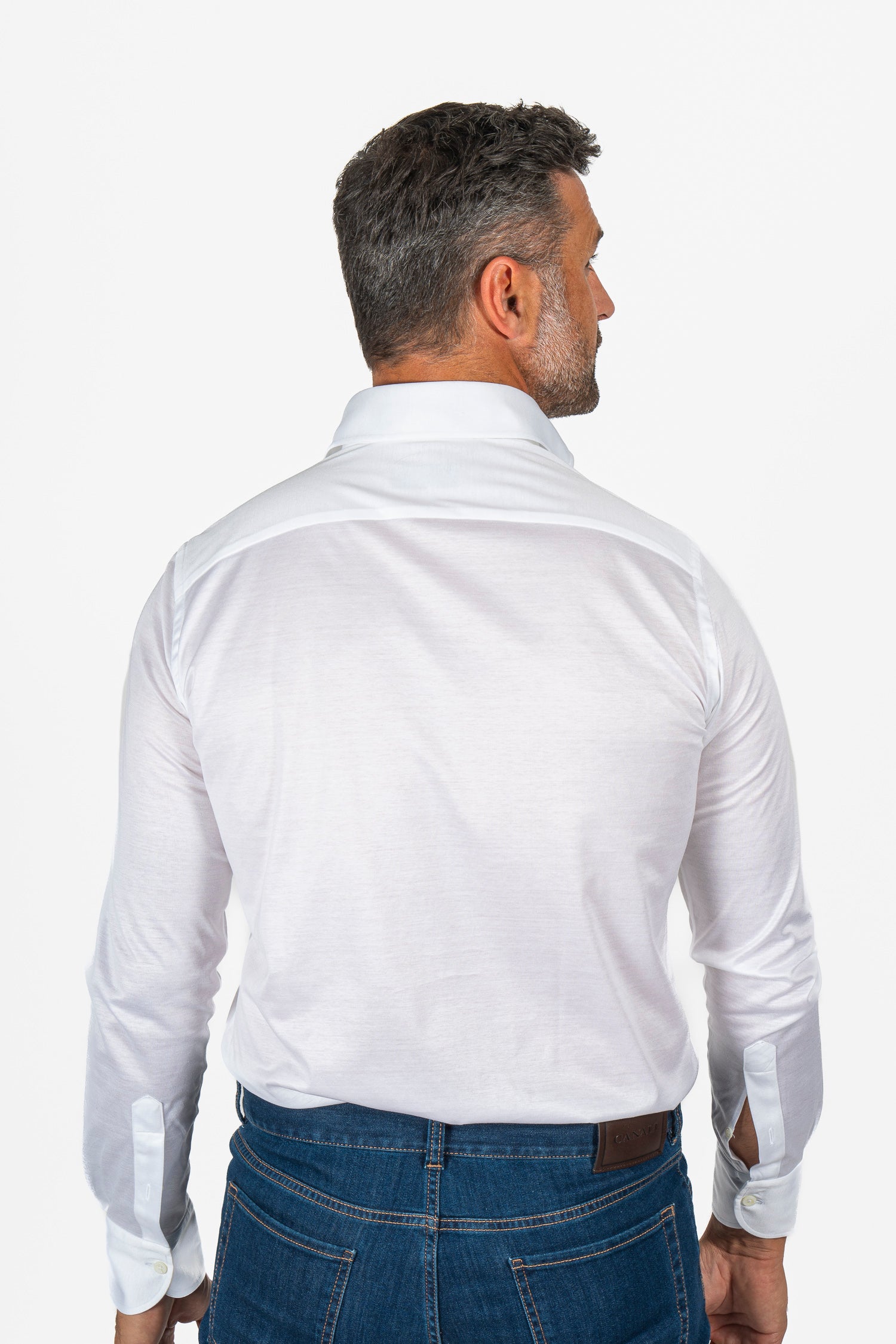CANALI | Jersey Shirt Spread Collar | White