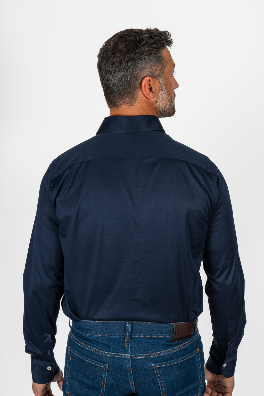 CANALI | Jersey Shirt Spread Collar | Navy