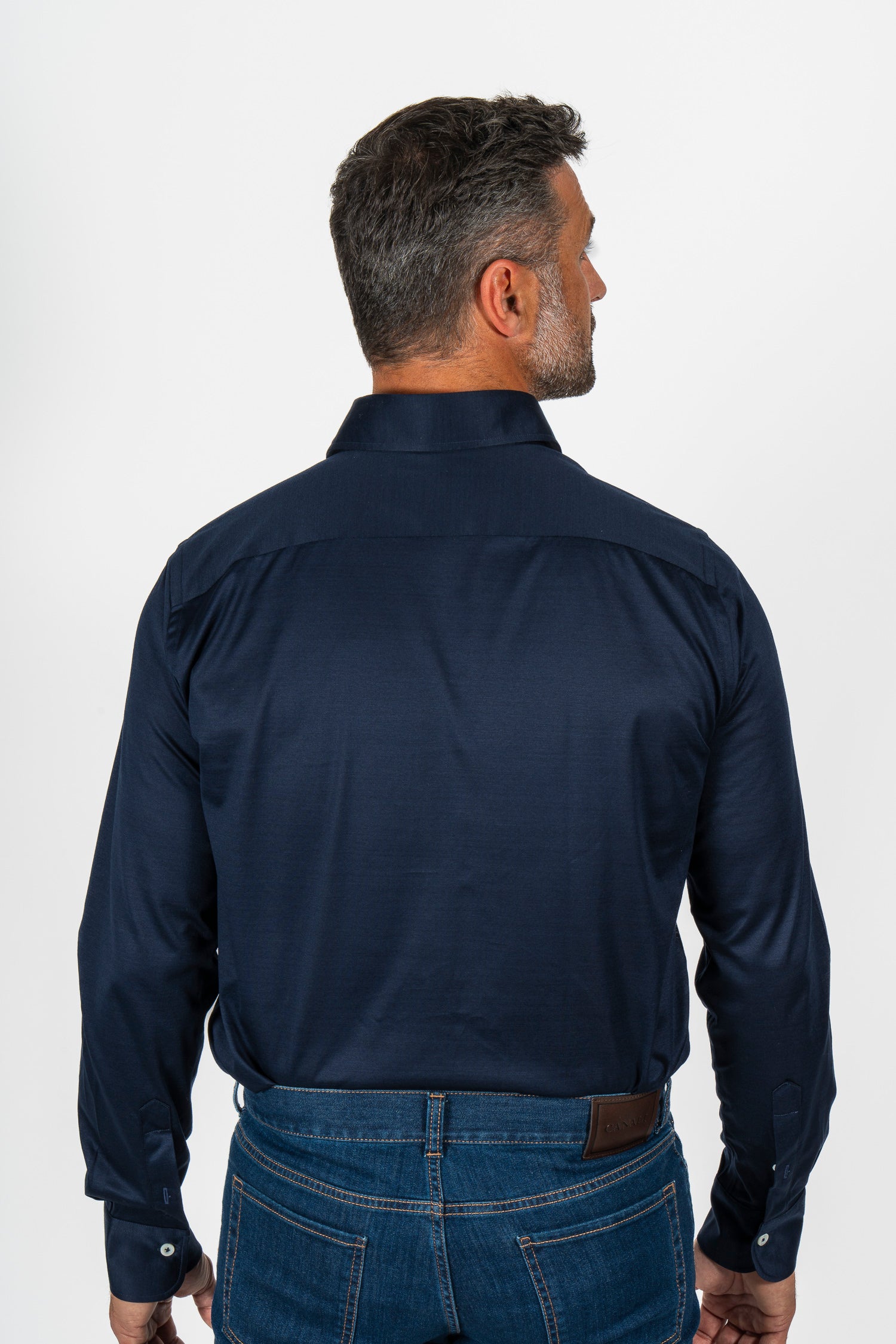 CANALI | Jersey Shirt Spread Collar | Navy