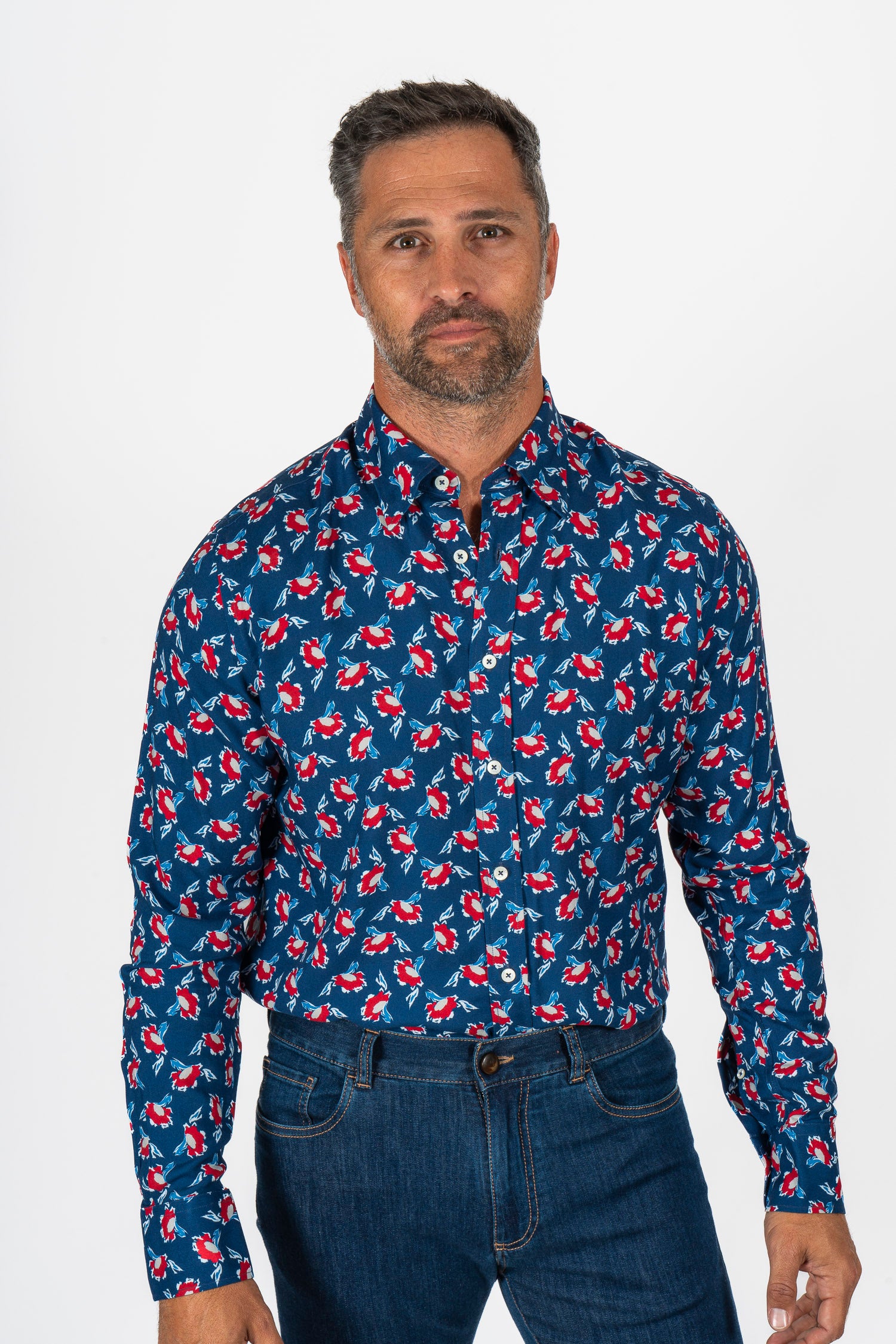 CANALI | Floral Shirt | Red & Navy