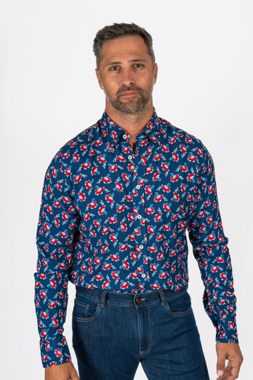 CANALI Red & Navy Floral Shirt