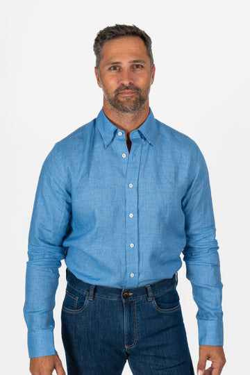 CANALI Sky Blue Linen Shirt