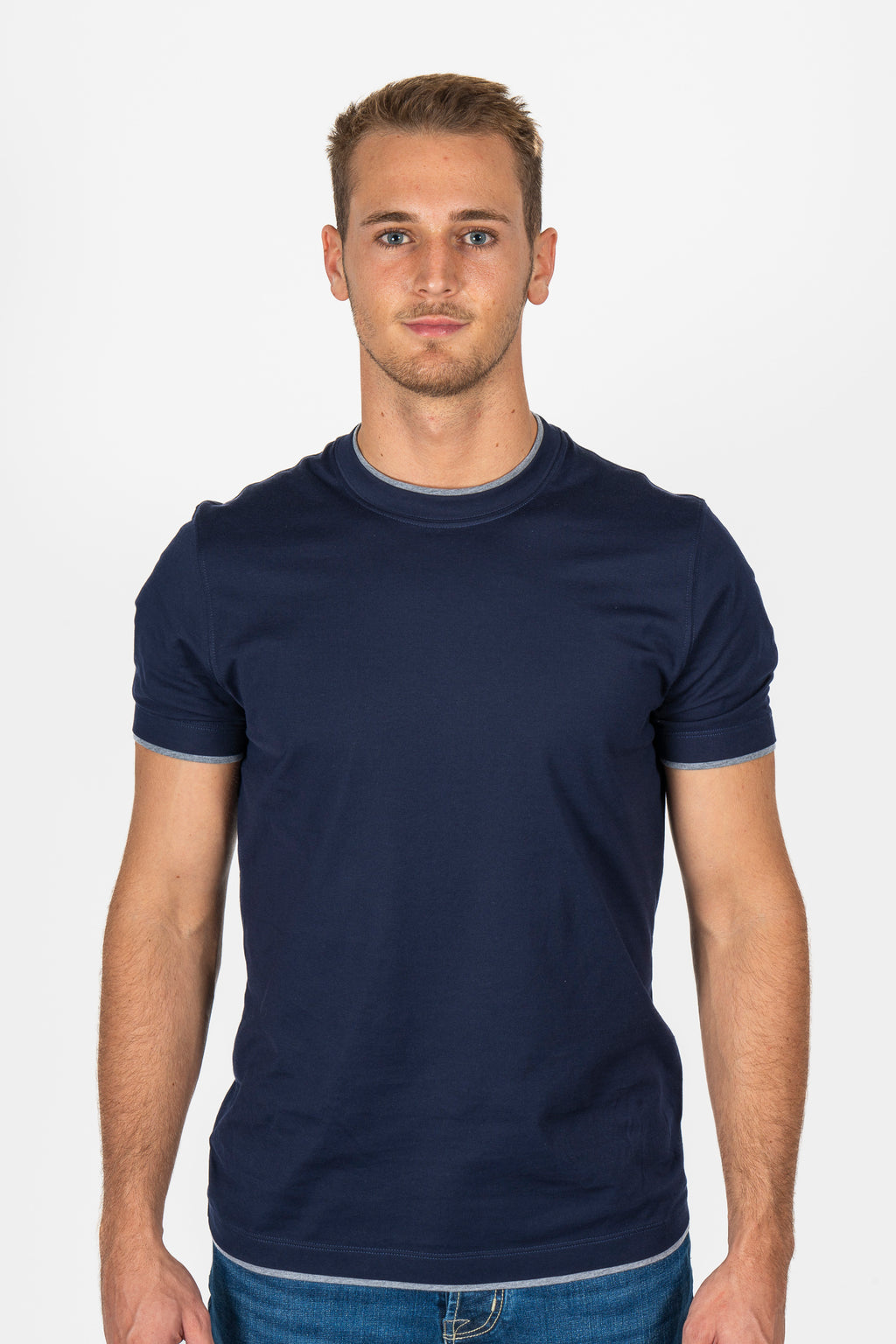 BRUNELLO CUCINELLI | T-Shirt With Trims | Navy