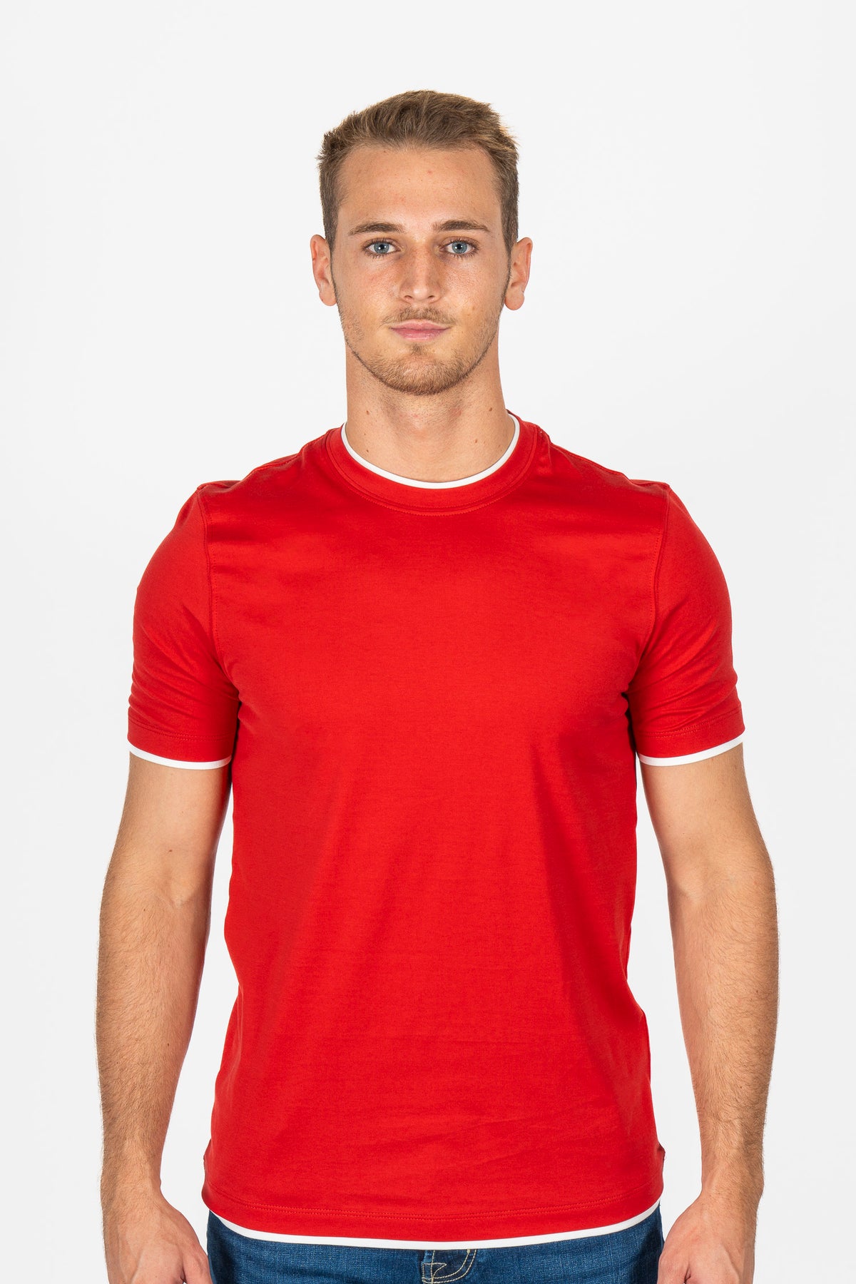 Tシャツ・カットソー BRUNELLO CUCINELLI Women Tunic Tops M0T81HA850C7901 RED Jersey T-shirt for Woman in Red | Brunello Cucinelli