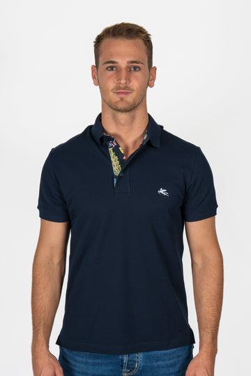 ETRO Navy Polo With Inner Contrast