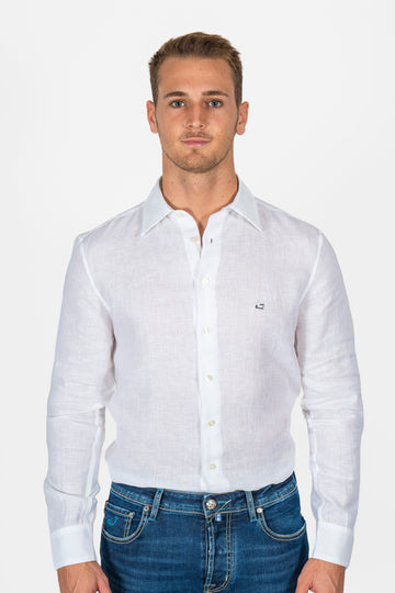 ETRO White Linen Shirt With Logo