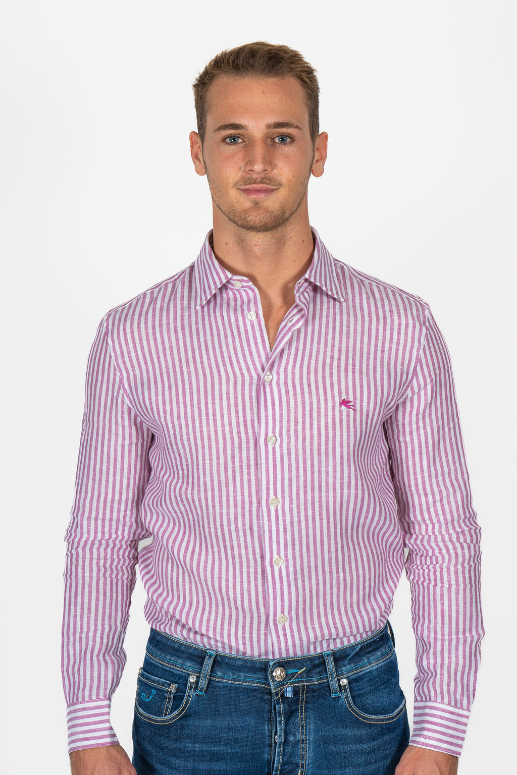 ETRO | Striped Linen Shirt | Purple