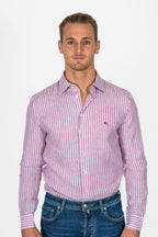 ETRO | Striped Linen Shirt | Purple